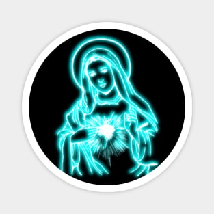 Light Blue Neon Virgin Mary Magnet